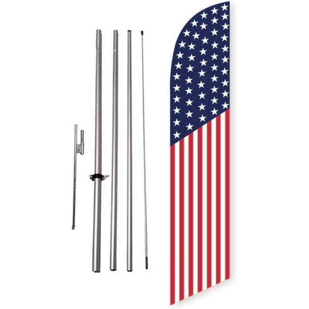 Swooper Flag USA Star Spangled 11 FOOT HIGH X 2.5 FOOT WIDE 